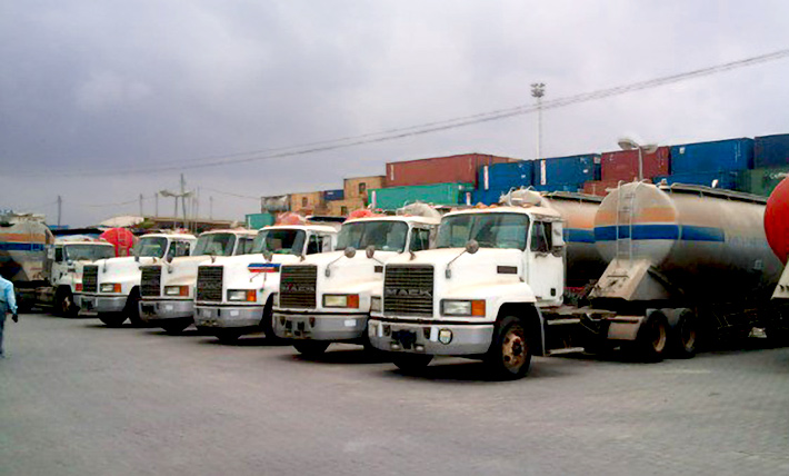 Fleet of mack trucks